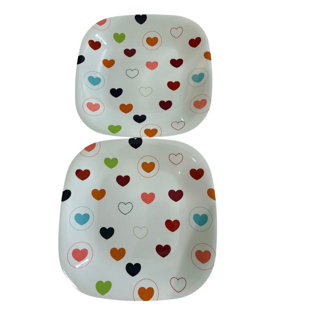 Set of 2 Who Do You Love Heart Melamine Dinner Plates 10.5” Multicolor Target